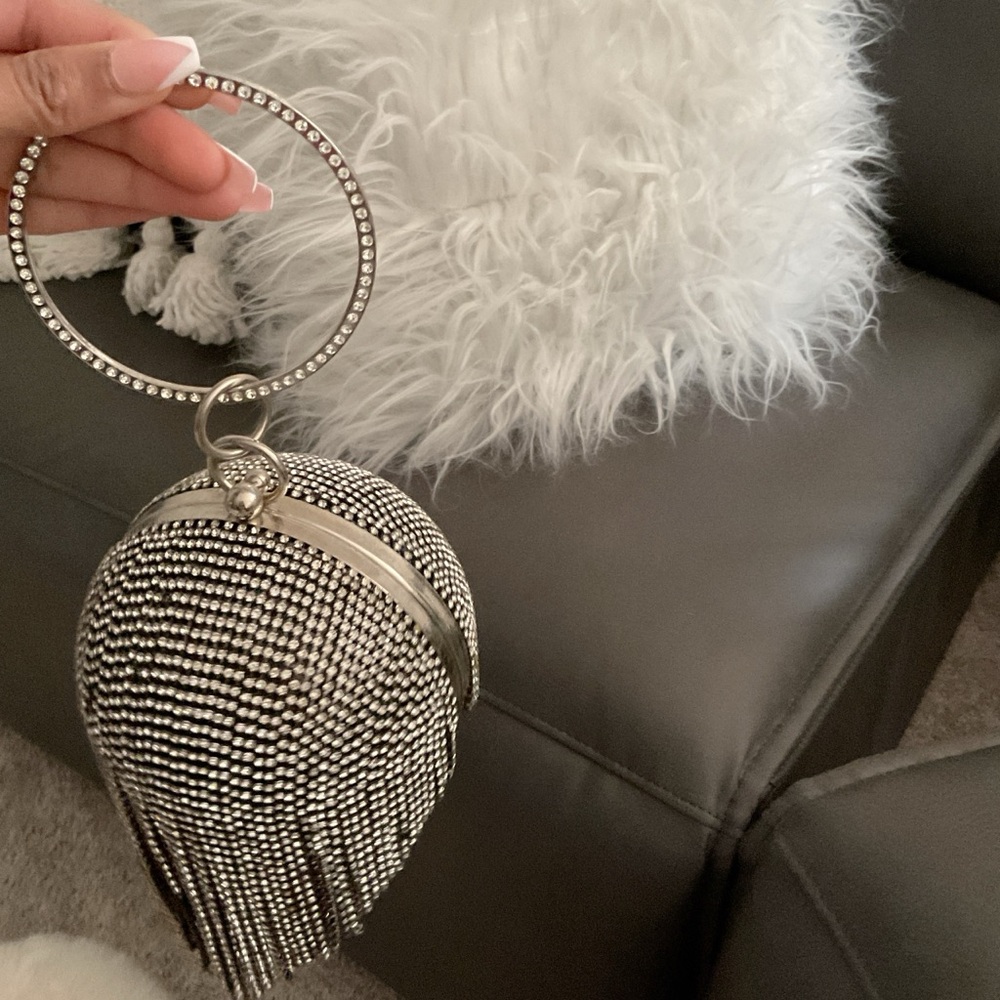 Silver Beaded Evening Bag